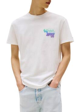 Camiseta Tommy Jeans Stack Backprint blanco para hombre