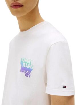Camiseta Tommy Jeans Stack Backprint blanco para hombre