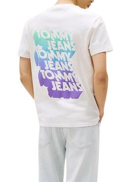 Camiseta Tommy Jeans Stack Backprint blanco para hombre