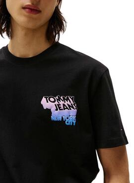 Camiseta Tommy Jeans Stack Backprint negro para hombre
