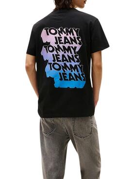 Camiseta Tommy Jeans Stack Backprint negro para hombre
