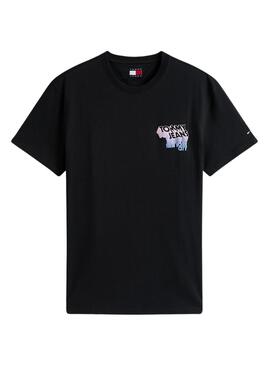 Camiseta Tommy Jeans Stack Backprint negro para hombre