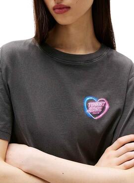 Camiseta Tommy Jeans Neon gris para mujer