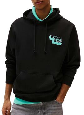 Sudadera Tommy Jeans Stack Backprint negro para hombre