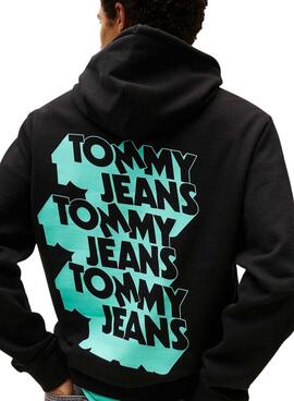 Sudadera Tommy Jeans Stack Backprint negro para hombre