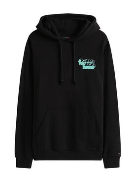 Sudadera Tommy Jeans Stack Backprint negro para hombre