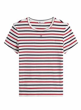 Camiseta Tommy Jeans Essential Rib rayas para mujer