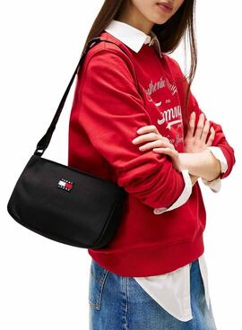 Bolsos Tommy Jeans Daily Shoulder negro para mujer