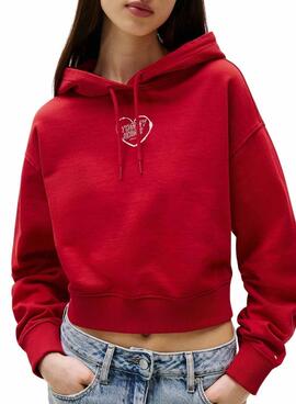 Sudadera Tommy Jeans Heart rojo para mujer