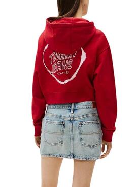 Sudadera Tommy Jeans Heart rojo para mujer