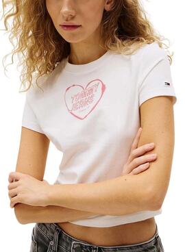 Camiseta Tommy Jeans Heart blanco para mujer