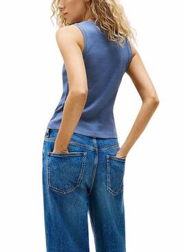 Camiseta Tommy Jeans Tank azul para mujer