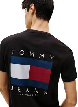 Camiseta Tommy Jeans Flag negro para hombre