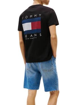Camiseta Tommy Jeans Flag negro para hombre