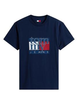 Camiseta Tommy Jeans Flag Slim azul marino para hombre