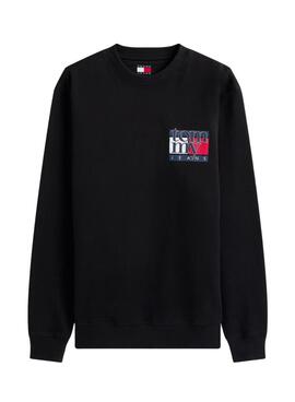 Sudadera Tommy Jeans Flag negro para hombre