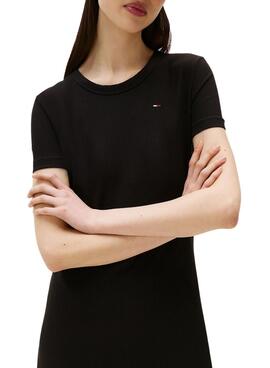 Vestido Tommy Jeans Rib Bodycon negro para mujer