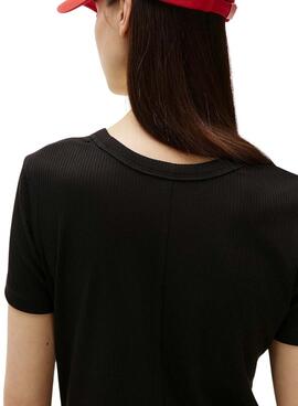 Vestido Tommy Jeans Rib Bodycon negro para mujer