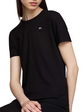 Vestido Tommy Jeans Rib Bodycon negro para mujer