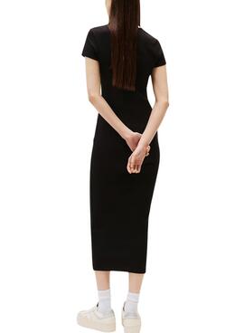 Vestido Tommy Jeans Badge Rib negro para mujer