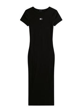 Vestido Tommy Jeans Badge Rib negro para mujer