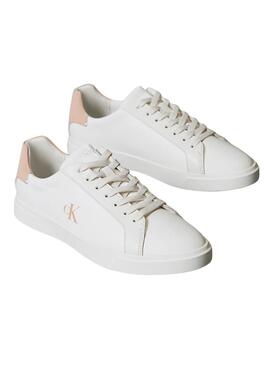 Zapatillas Calvin Klein Jeans Low Pro Cups blanco y rosa para mujer