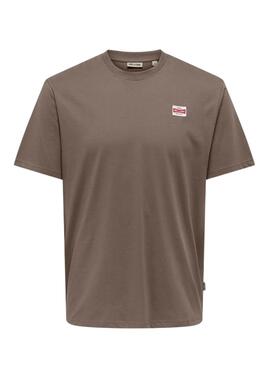 Camiseta Only and Sons Dawson marrón para hombre