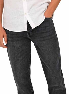 Pantalón vaquero Only and Sons Yoke tapered negro para hombre