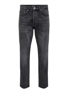 Pantalón vaquero Only and Sons Yoke tapered negro para hombre