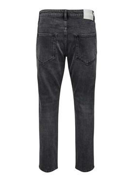 Pantalón vaquero Only and Sons Yoke tapered negro para hombre