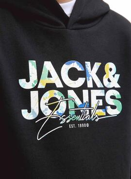 Sudadera capucha Jack and Jones Geplas negro niño