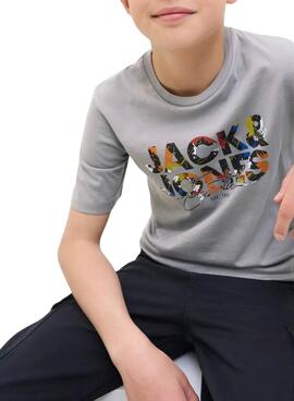 Camiseta Jack and Jones Geplas gris para niño