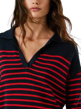 Jersey Pepe Jeans Carlina azul y rojo para mujer