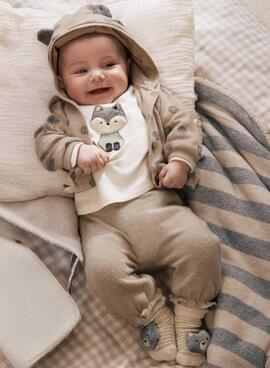 Chándal Mayoral punto 3 piezas tostado para bebé