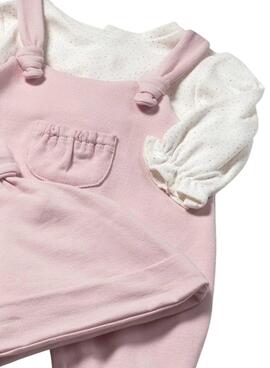 Pelele Mayoral peto y gorro felpa rosa para bebé