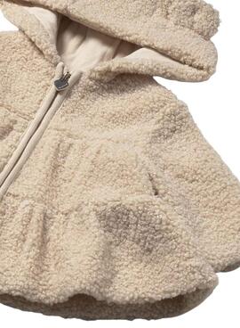 Chaqueta Mayoral de pelo con capucha beige bebé
