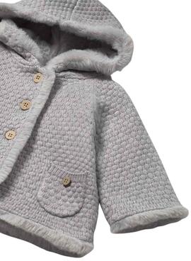 Chaqueta Mayoral tricot con pelo gris para bebé