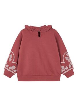 Sudadera Mayoral cuello volante granate para niña