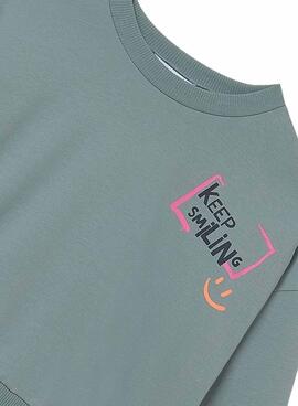 sudadera Mayoral print verde para niña