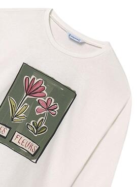Camiseta Mayoral flor blanco para niña