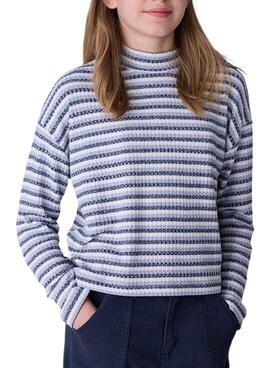 Camiseta Mayoral semicisne rayas azul para niña