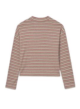 Camiseta Mayoral semicisne rayas rosa para niña