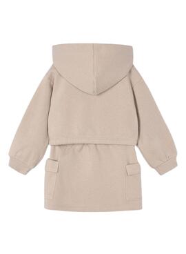 Conjunto Mayoral sudadera y falda cargo beige niña
