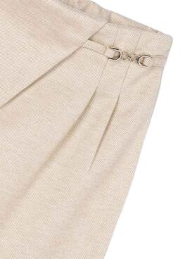 Pantalón Mayoral punto pinzas beige para niña
