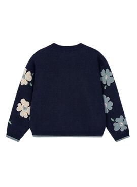 Jersey Mayoral jacquard flores marino para niña
