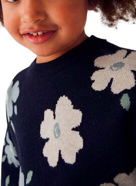 Jersey Mayoral jacquard flores marino para niña