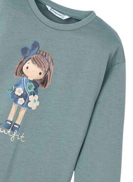 Camiseta Mayoral gráfica verde para niña