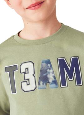 Camiseta Mayoral letras lenticular para niño verde