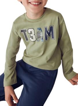 Camiseta Mayoral letras lenticular para niño verde