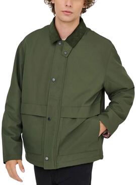 Cazadora Only and Sons Kosmo verde para hombre